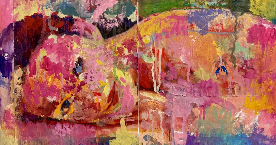 THE LAZY LADY (2022) - Lavenair - Peinture Acrylique et Pastel à l'huile - 40x50cm